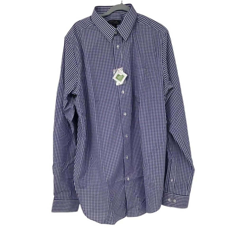 KS SIGNATURE PURPLE AND WHITE CHECKERED BUTTON DOWN SIZE 17 39/0 TALL